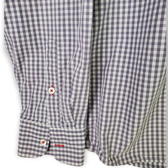 UNTUCKit 100% Cotton Purple Gray/White Gingham Button Down XL - Picture 3 of 5